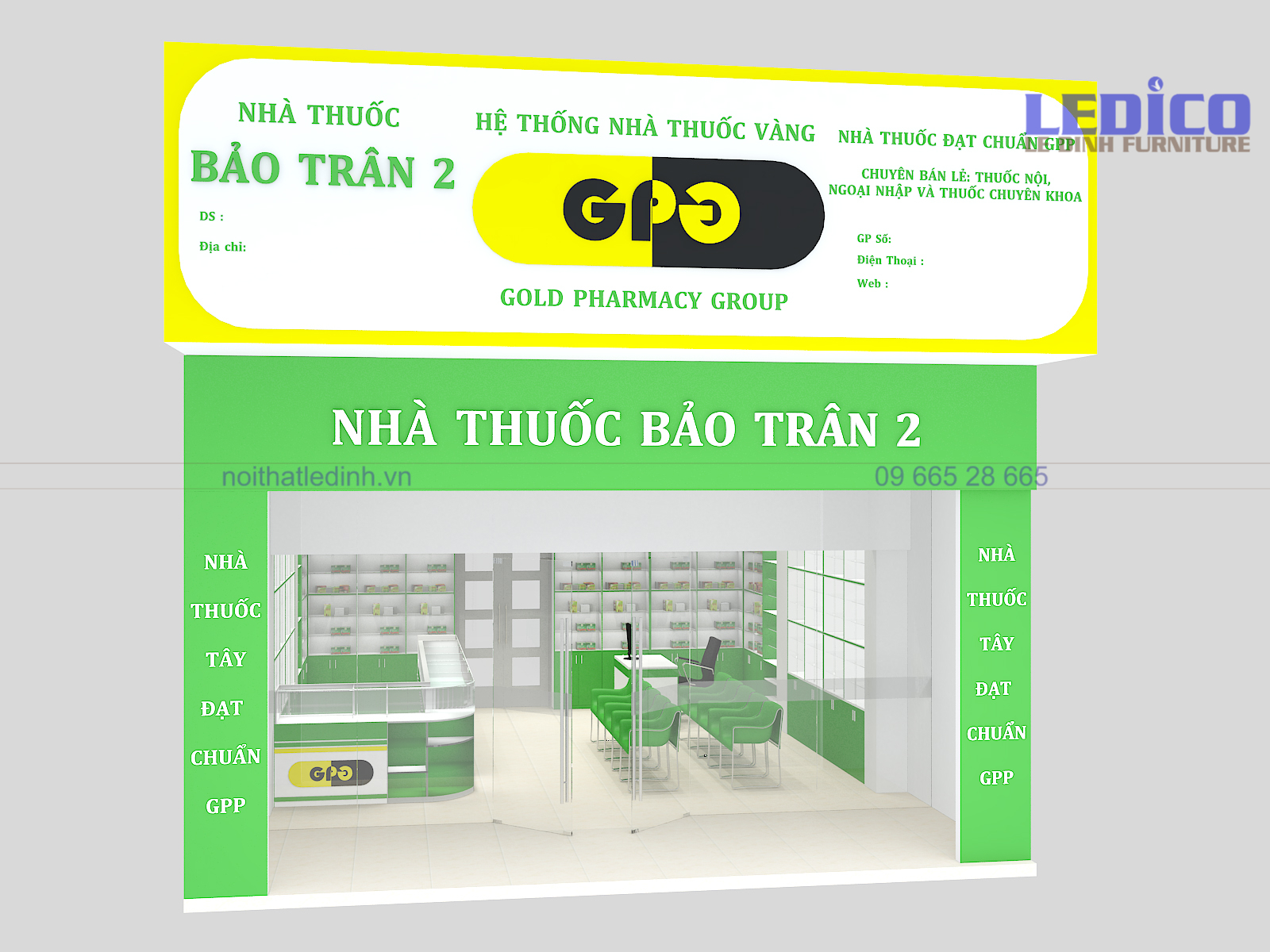 Thiết kế thi công nhà thuốc Bảo Trân