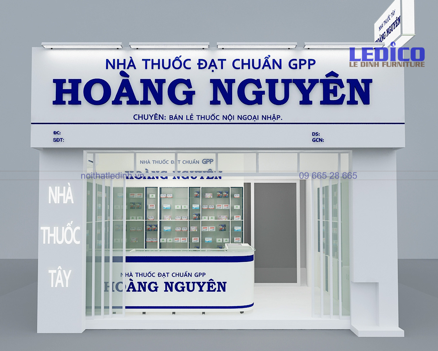 Thiết kế thi công nhà thuốc tây Hoàng Nguyên