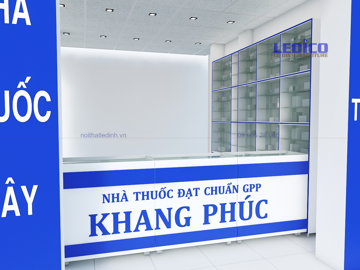 Thiết kế thi công nội thất nhà thuốc Khang Phúc Nhà Bè!